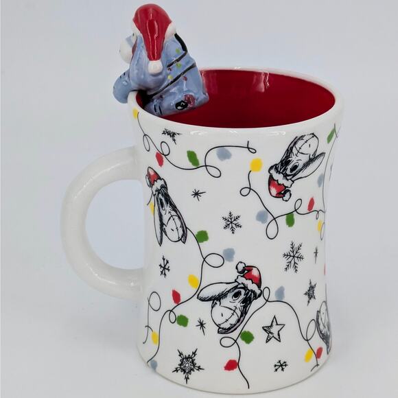 Disney Eeyore Christmas Mug Ceramic Sculpted Cup Hanger Winne The Pooh Holiday - Picture 6 of 11